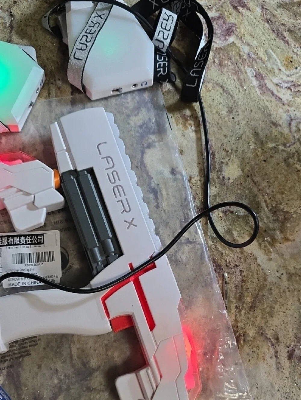 White & Red Laser Tag Pistols with Sensor Packs